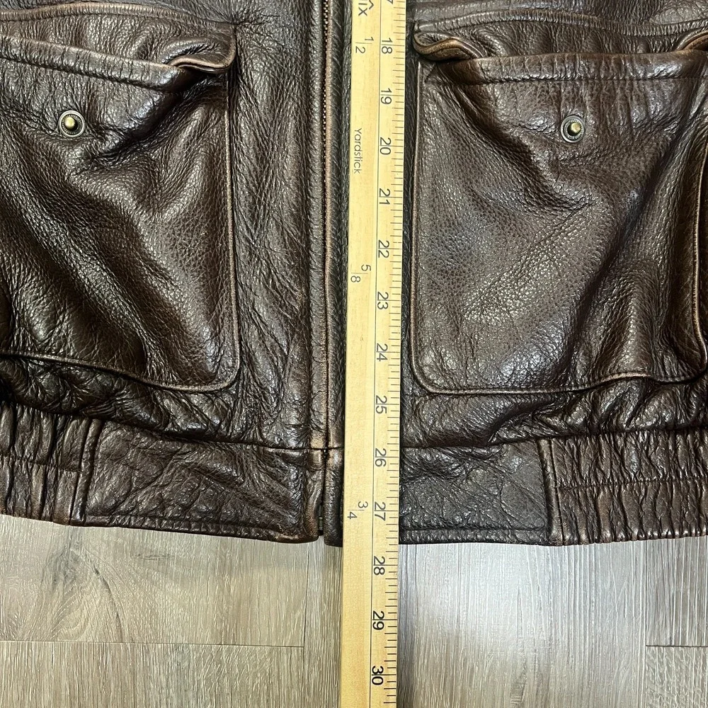 VTG Sonoma Distressed Genuine Leather Heavy Jacket Men L USA Flag